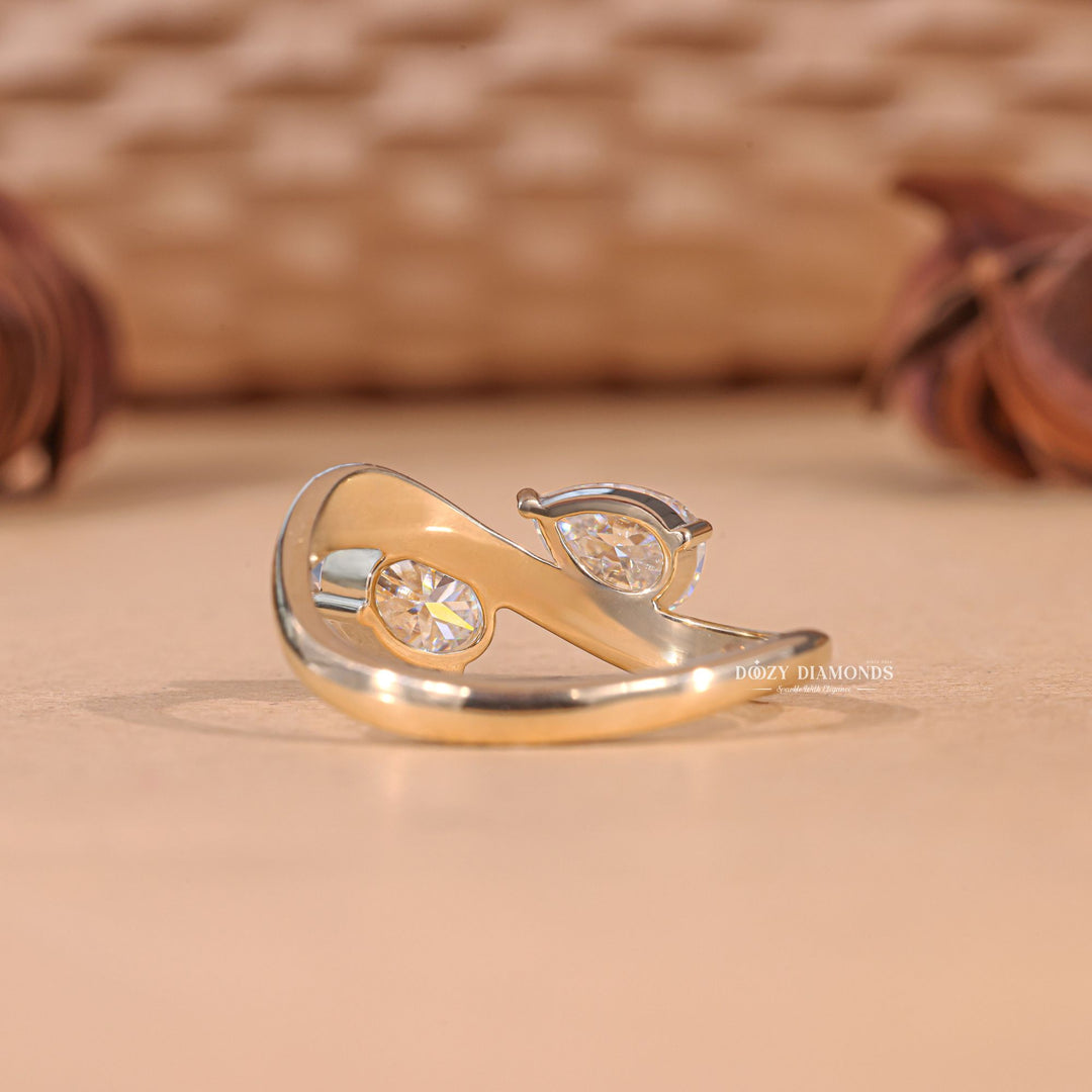 Pear & Oval Cut Lab Grown Toi et Moi Diamond E/VS1 Engagement Ring - Doozy Diamonds