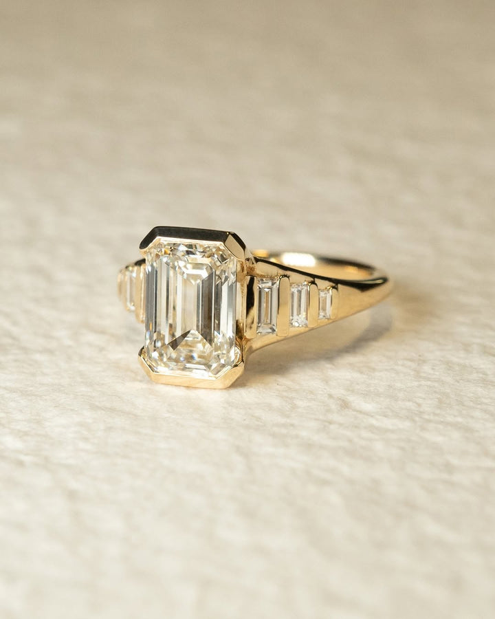 1.0 - 3.0 CT Emerald Cut Lab Grown Diamond Seven Stone Engagement Ring - Doozy Diamonds