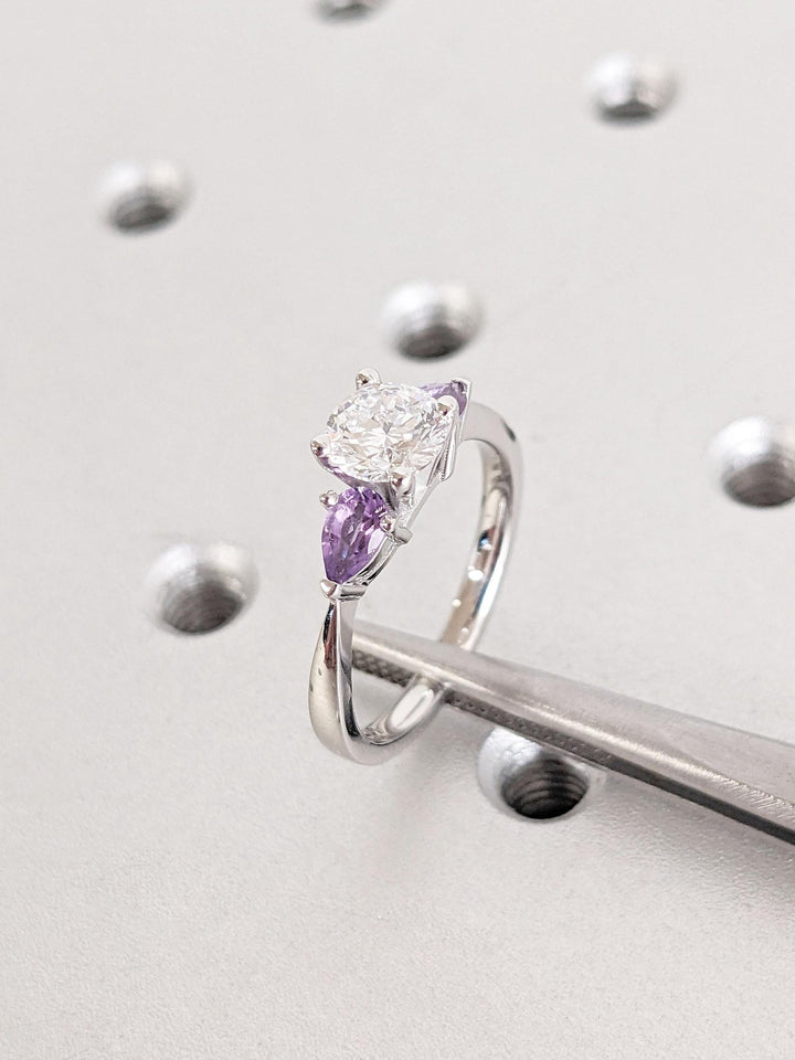 emerald cut diamond cluster bridal ring