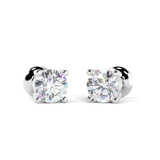 Round Cut Moissanite Four Prong Diamond Earrings