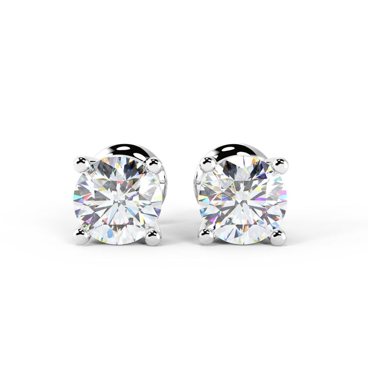 Round Cut Moissanite Four Prong Diamond Earrings