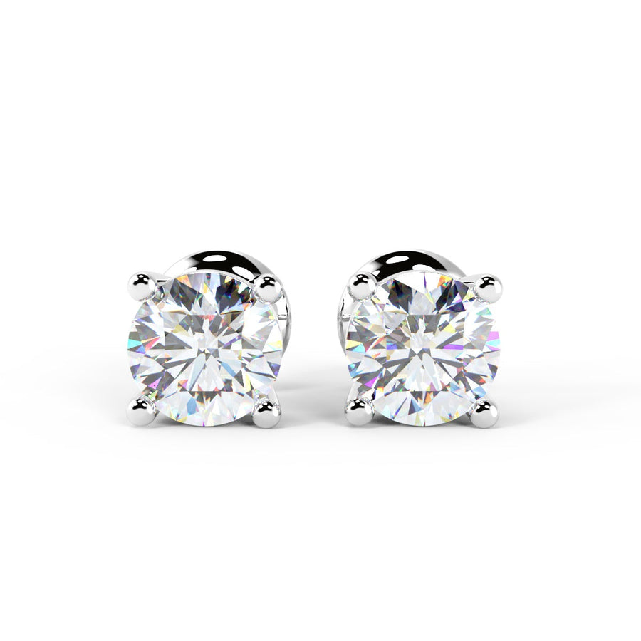 Round Cut Moissanite Four Prong Diamond Earrings