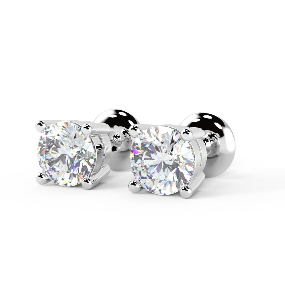 Round Cut Moissanite Four Prong Diamond Earrings