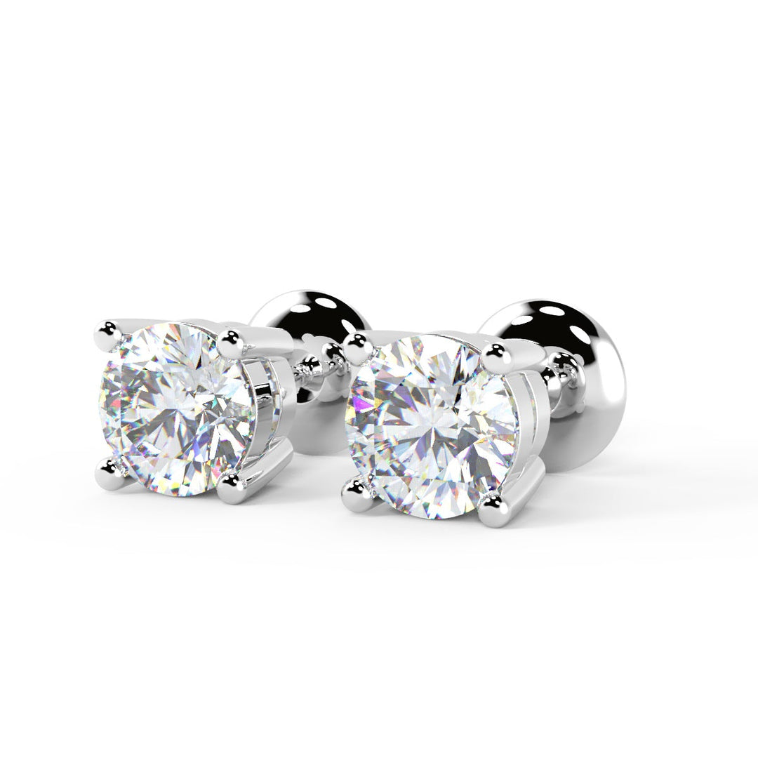 Round Cut Moissanite Four Prong Diamond Earrings