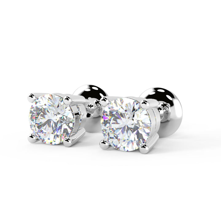 Round Cut Moissanite Four Prong Diamond Earrings