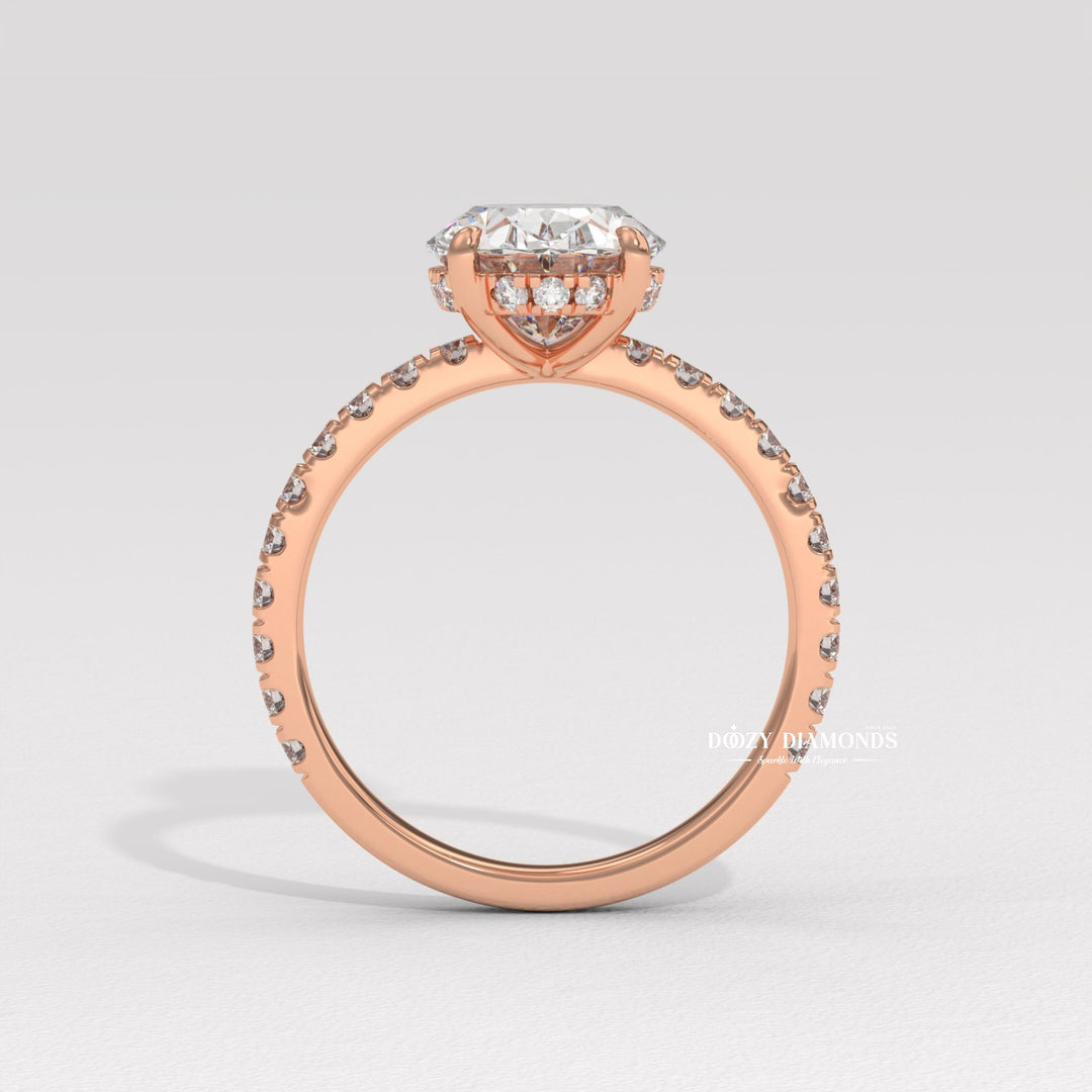 solitaire engagement ring, micro pave diamond ring, french pave diamond ring, shared prong pave ring