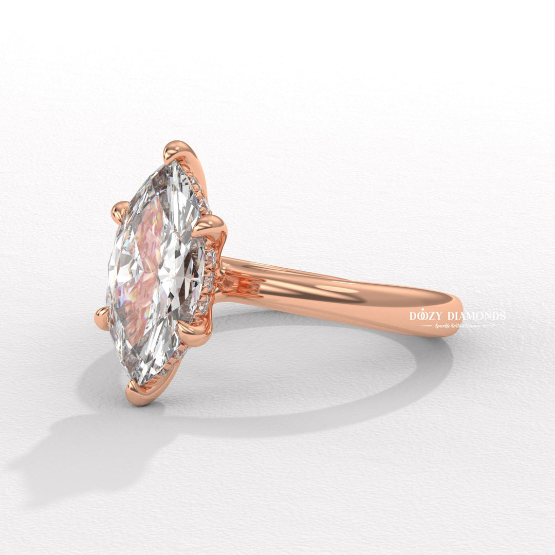 marquise diamond solitaire, solitaire engagement ring, pave engagement ring, micro pave diamond ring, french pave ring, shared prong pave ring, split shank engagement ring, twisted band ring, infinity engagement ring, crossover diamond ring, luxury diamond ring, minimalist