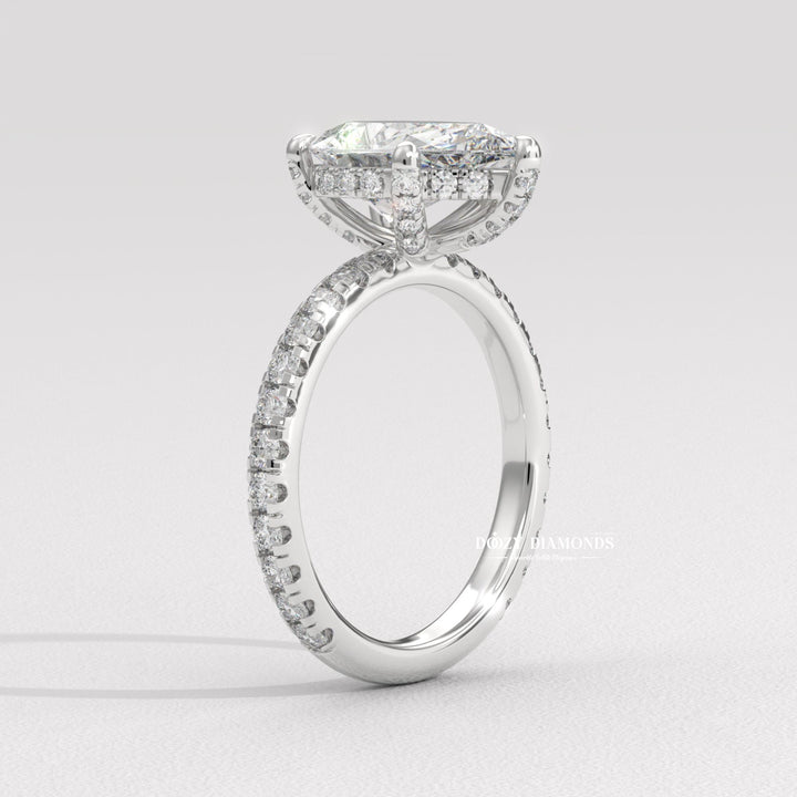bridal set ring, certified diamond ring, near colorless diamond ring, VS clarity diamond ring, brilliant sparkle ring, hidden halo bridal ring, pear wedding ring, diamond wedding ring,