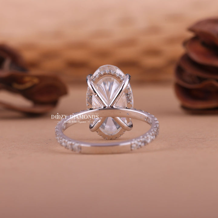 3.0CT - 5.0CT Oval F/VS1 Lab Created Diamond Hidden Halo Engagement Ring - Doozy Diamonds