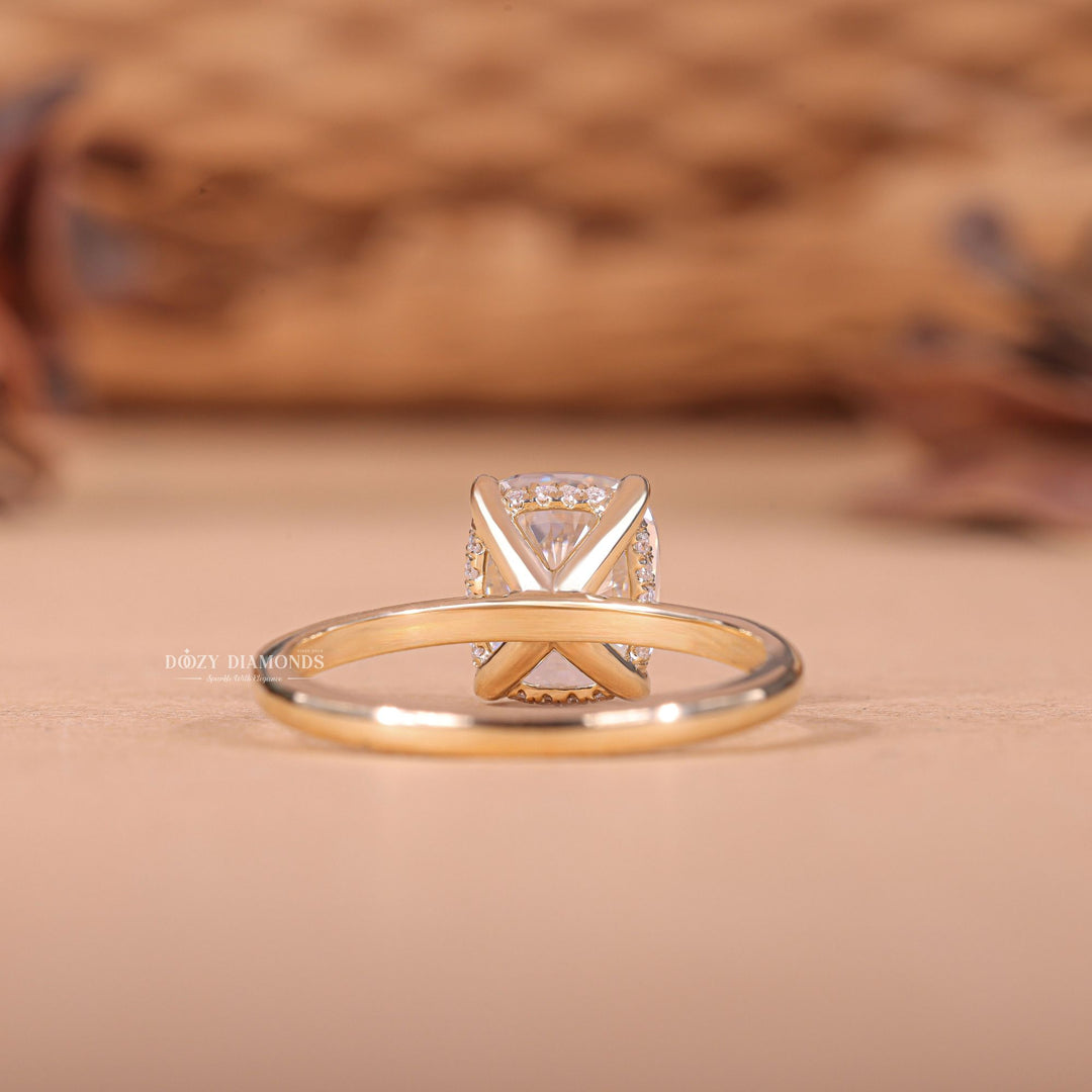 1.50CT - 2.50CT Cushion F/VS2 Lab Grown Diamond Hidden Halo Engagement Ring - Doozy Diamonds