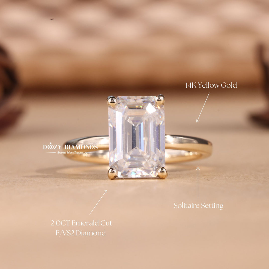 2.0CT - 3.0CT Emerald E/VS2 Lab Grown Diamond Solitaire Engagement Ring - Doozy Diamonds