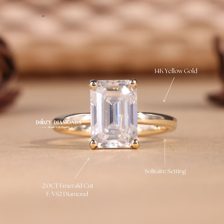2.0CT - 3.0CT Emerald E/VS2 Lab Grown Diamond Solitaire Engagement Ring - Doozy Diamonds