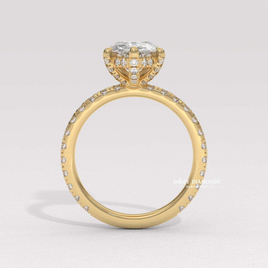wedding proposal ring, premium bridal jewelry, timeless bridal jewelry, elegant bridal jewelry, pear halo ring, pear pave ring, pear cathedral ring, pear solitaire engagement ring, pear bezel ring