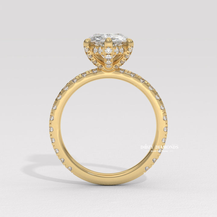 wedding proposal ring, premium bridal jewelry, timeless bridal jewelry, elegant bridal jewelry, pear halo ring, pear pave ring, pear cathedral ring, pear solitaire engagement ring, pear bezel ring