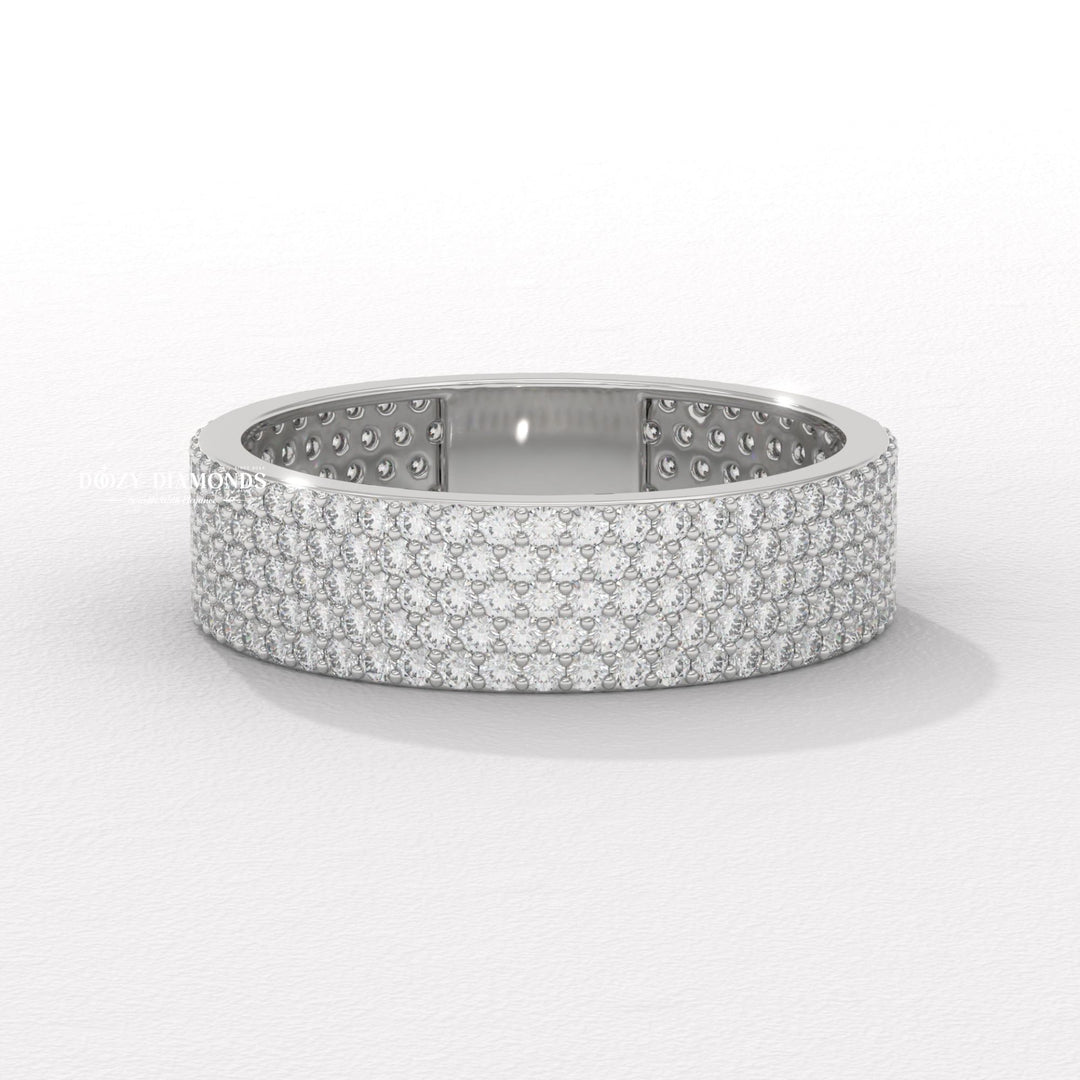Half eternity pave band
14k gold wedding ring
18k white gold band
