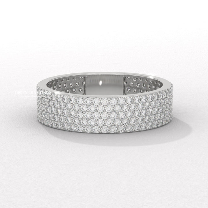 Half eternity pave band
14k gold wedding ring
18k white gold band