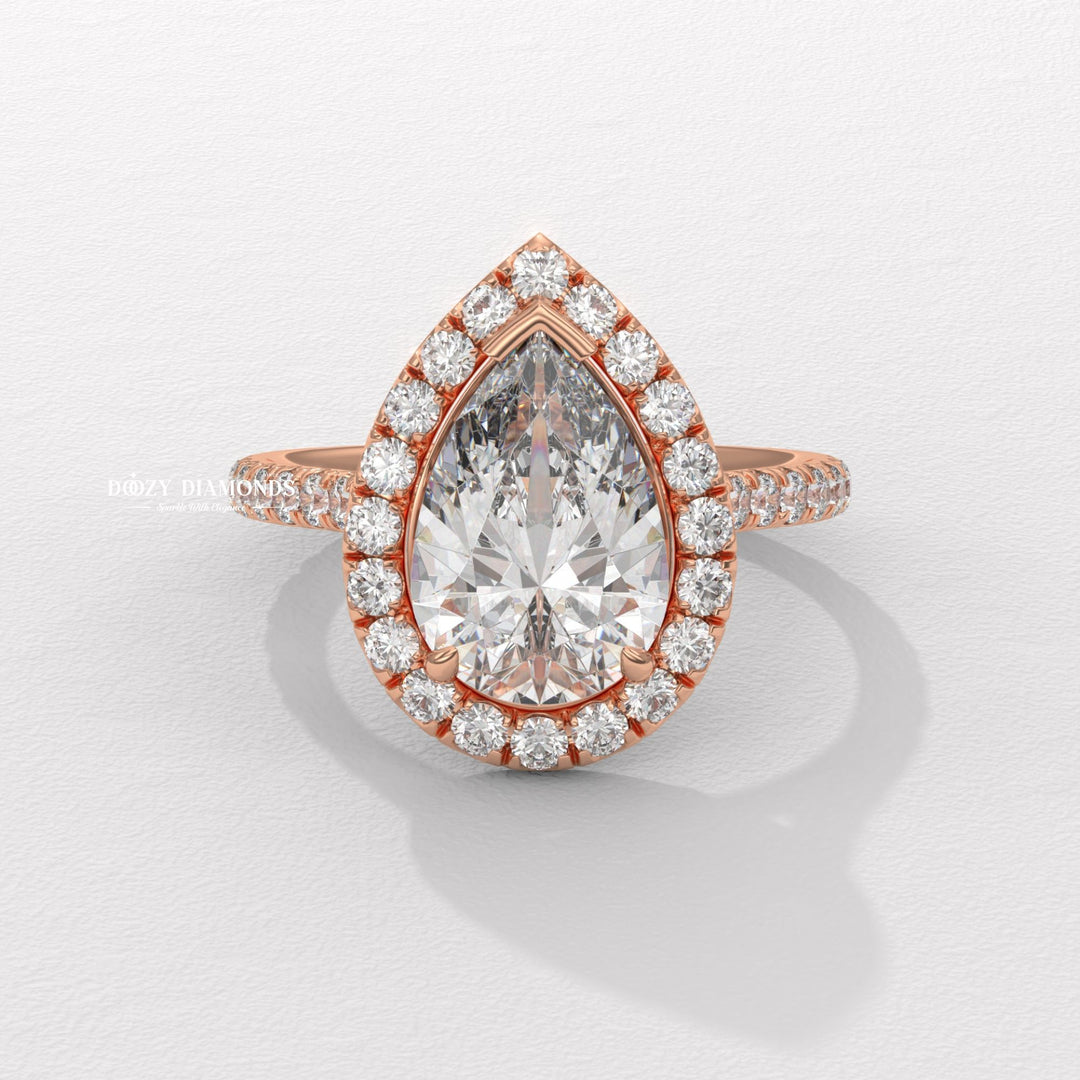 sparkling diamond ring, lab diamond jewelry, bridal jewelry, anniversary diamond ring, engagement jewelry, pear center stone ring, handcrafted diamond ring, premium diamond ring,