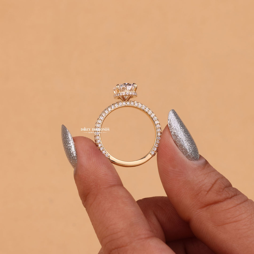 2.50CT-3.50CT Oval Cut F/VS1 Lab Grown Hidden Halo Diamond Engagement Ring