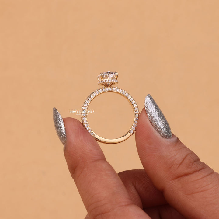 2.50CT-3.50CT Oval Cut F/VS1 Lab Grown Hidden Halo Diamond Engagement Ring