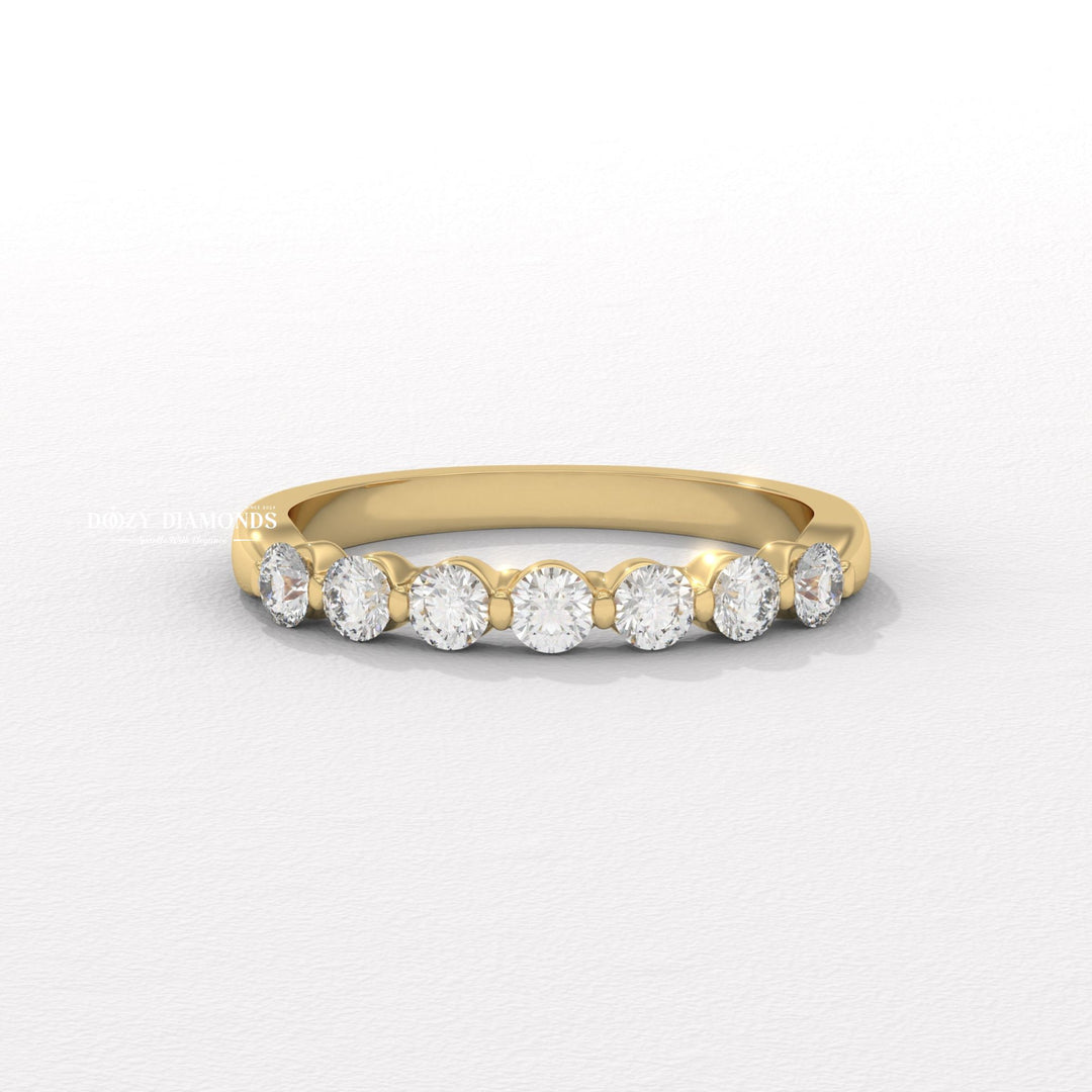 2.0 MM Round Lab Grown Diamond Floating Bubble Half Eternity Band, Stackable Wedding Band