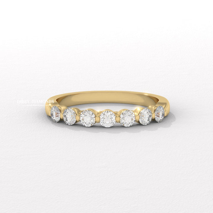 2.0 MM Round Lab Grown Diamond Floating Bubble Half Eternity Band, Stackable Wedding Band