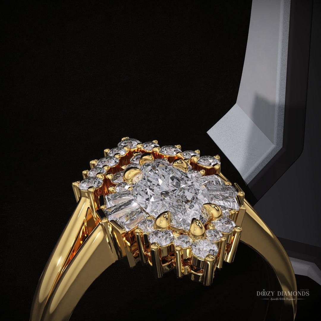 Marquise Lab Grown Diamond Cluster Engagement Ring With Matching Band
