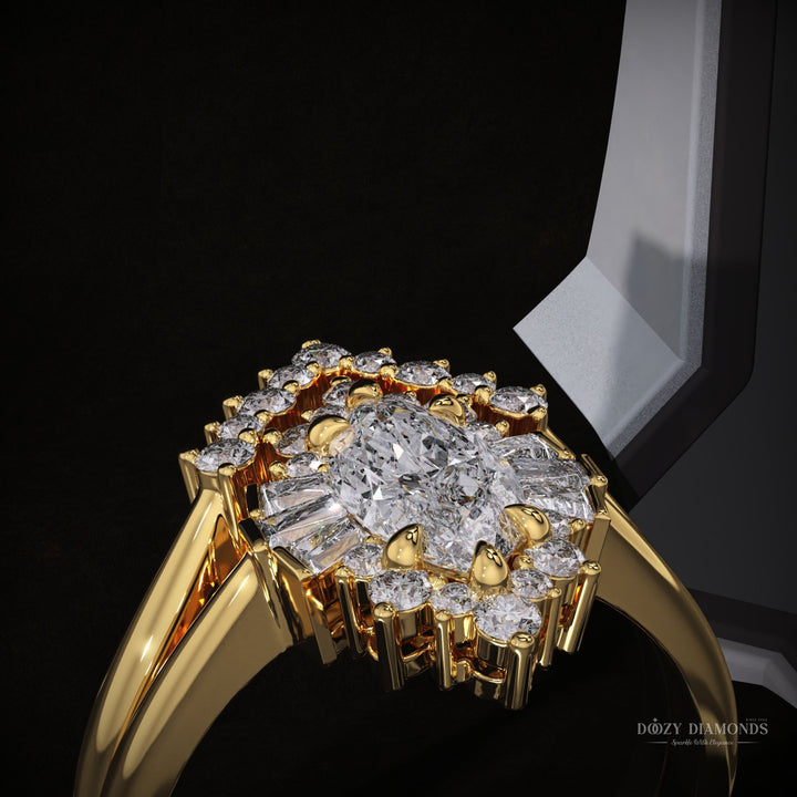 Marquise Lab Grown Diamond Cluster Engagement Ring With Matching Band