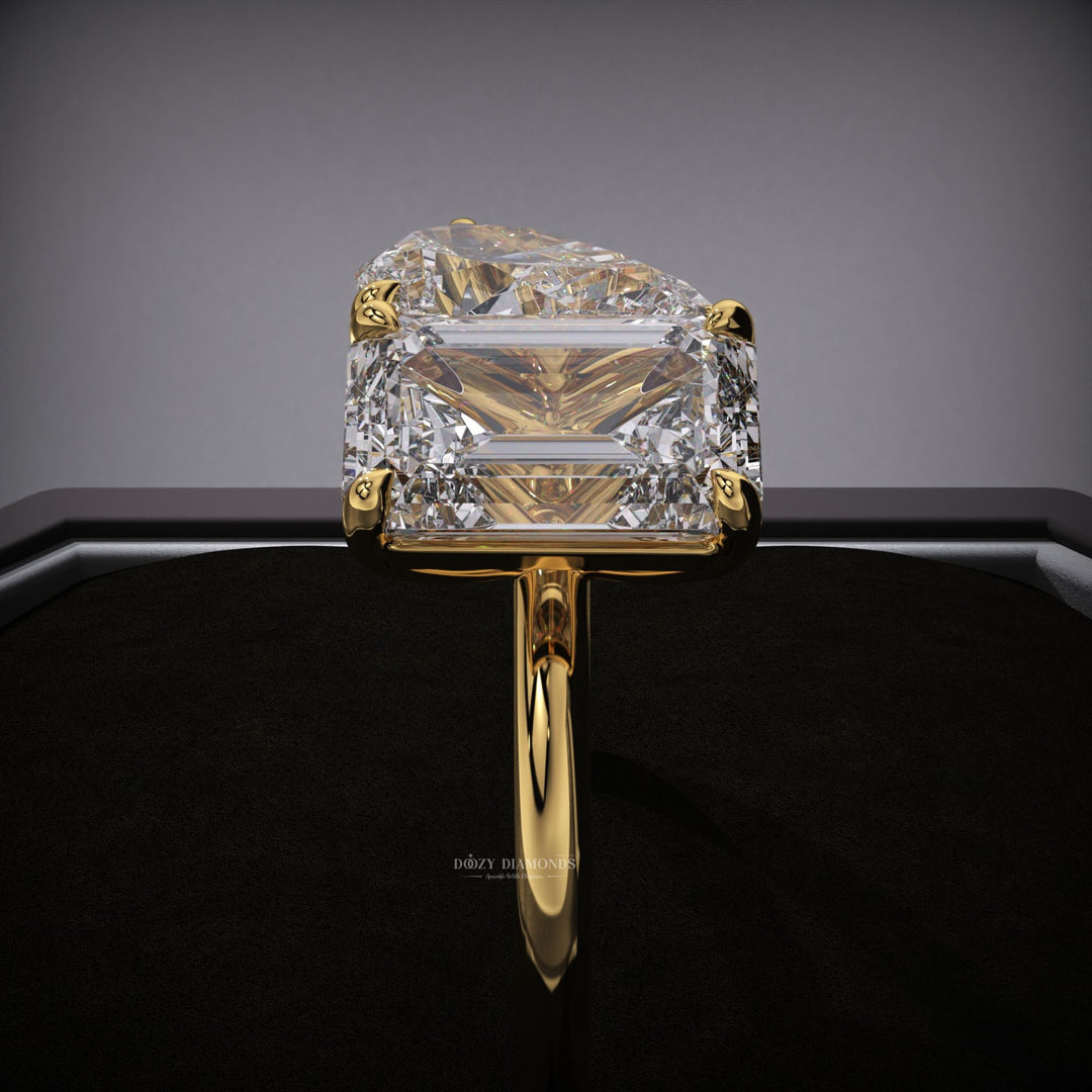 Pear and Emerald Diamond Ring - Toi et Moi Engagement Ring