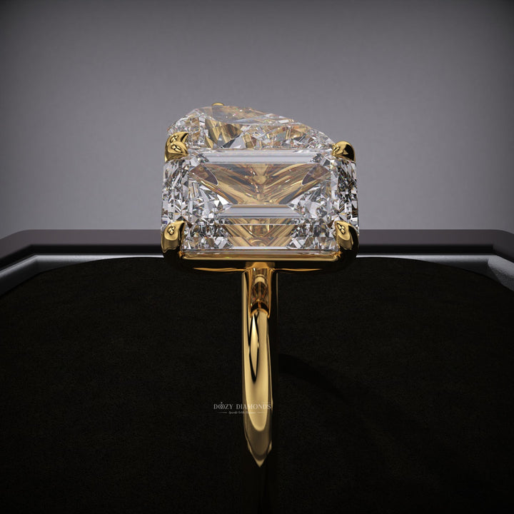 Pear and Emerald Diamond Ring - Toi et Moi Engagement Ring