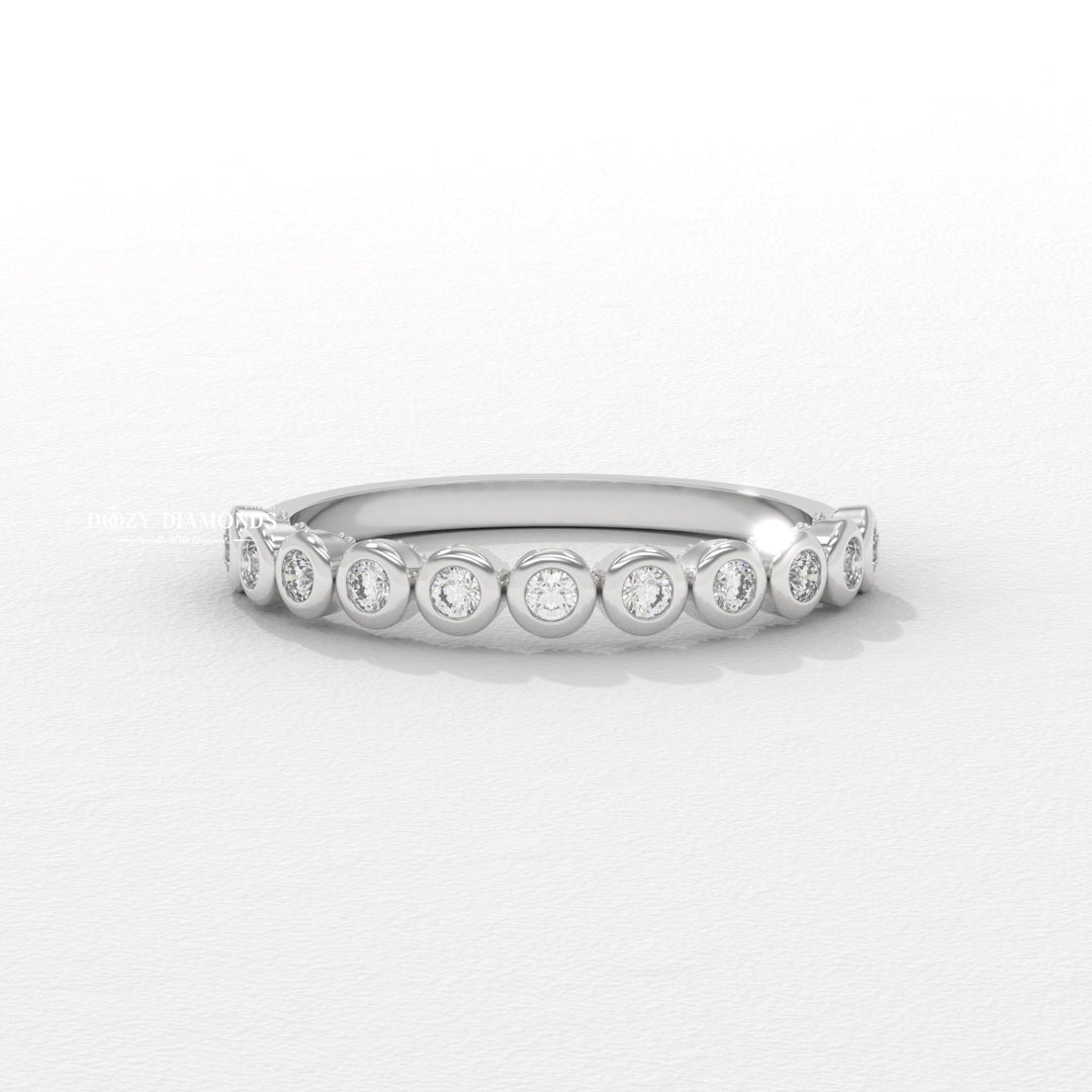 Round Lab Created Diamond Eternity Band, 2.0 MM Round Bezel Set Wedding Band