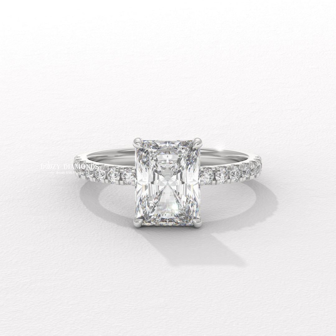 Radiant Cut Lab Grown Diamond Ring, Hidden Halo, IGI Certified