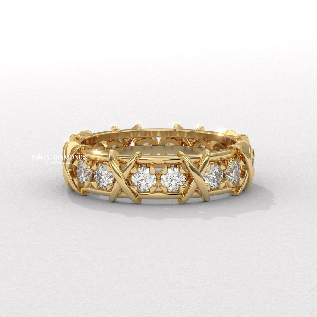 Full Eternity Wedding Band - 3.50MM Round Brilliant Cut EF/VS Lab Created Diamond Stackable Matching Band