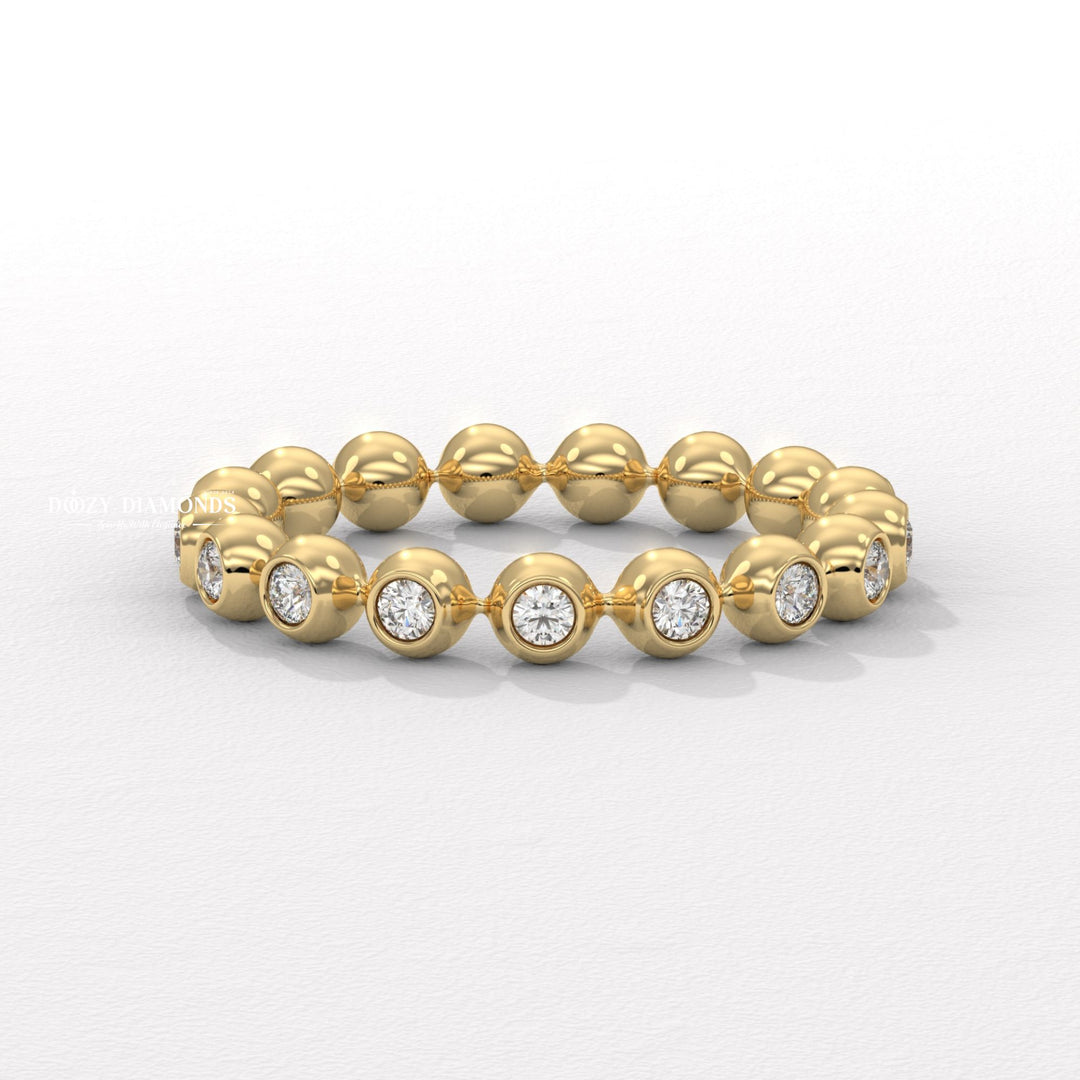 Floating Bubble Half Eternity Wedding Band, 1.50 MM Round Brilliant Cut Lab Created Diamond Band, Matching Band for Engagement Ring