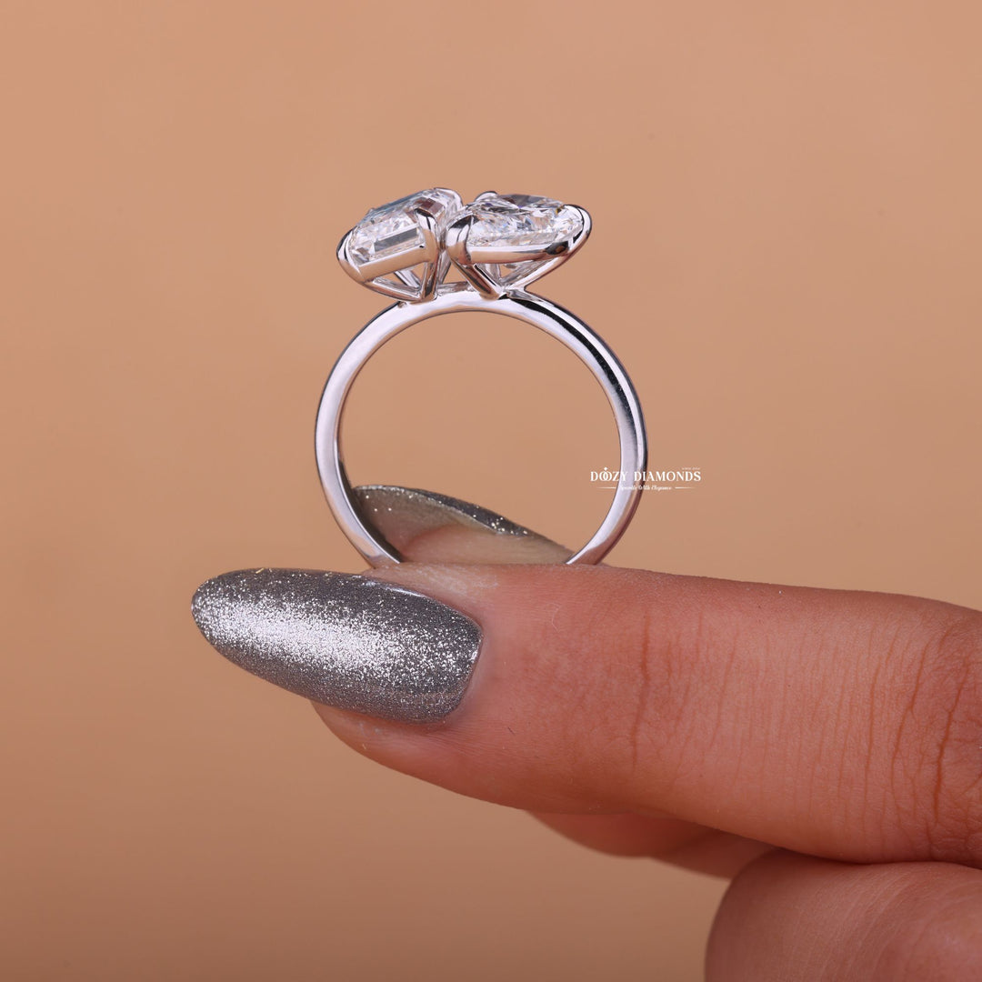 Toi et Moi Engagement Ring - Pear and Emerald Diamond