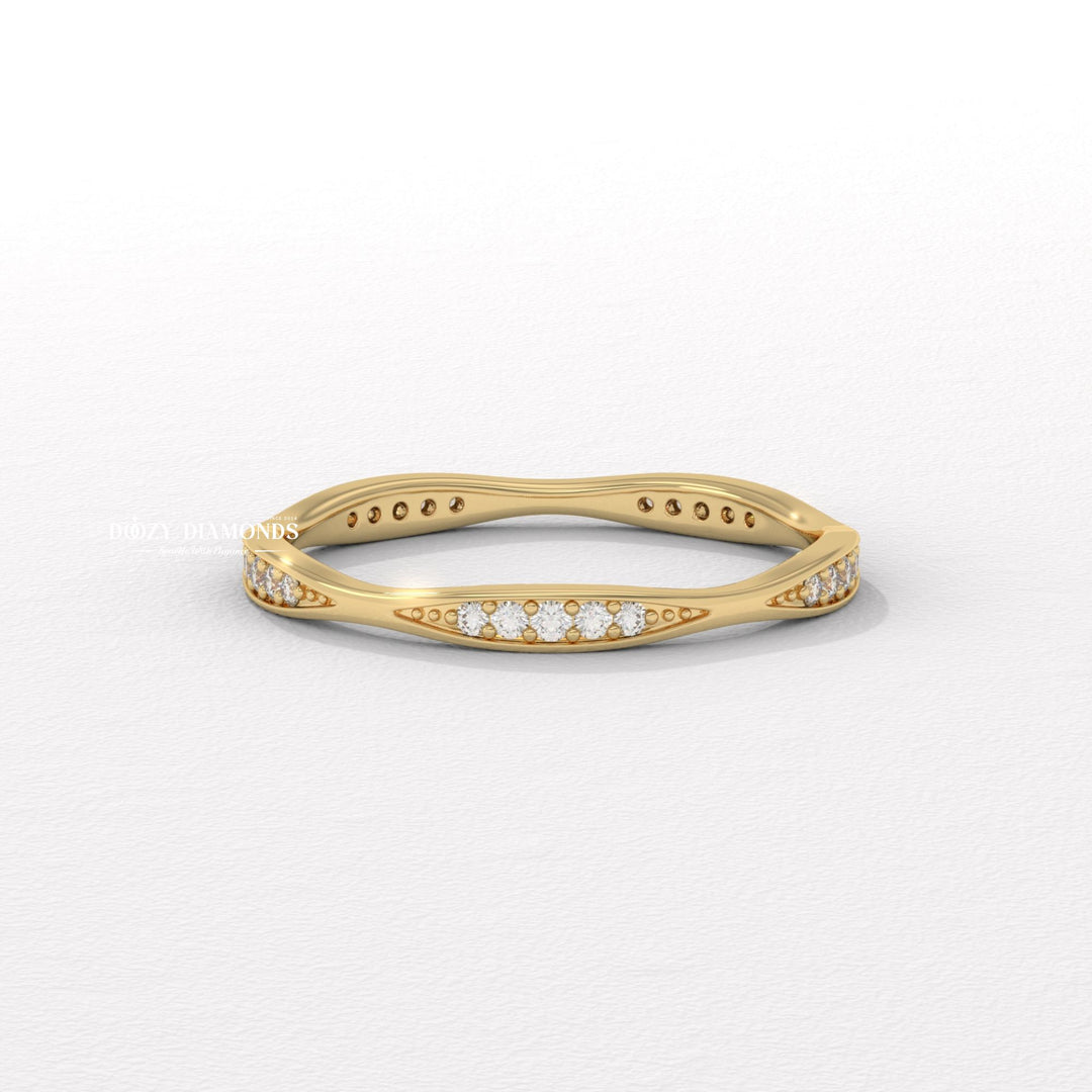 Round Lab Grown Tapered Pave Diamond Full Eternity Wedding Band