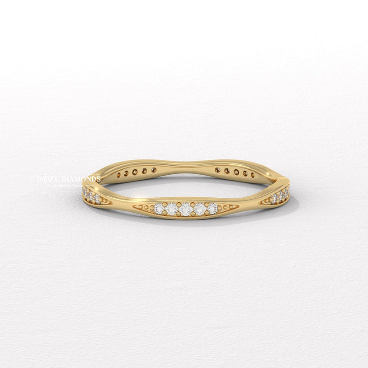 Round Lab Grown Tapered Pave Diamond Full Eternity Wedding Band