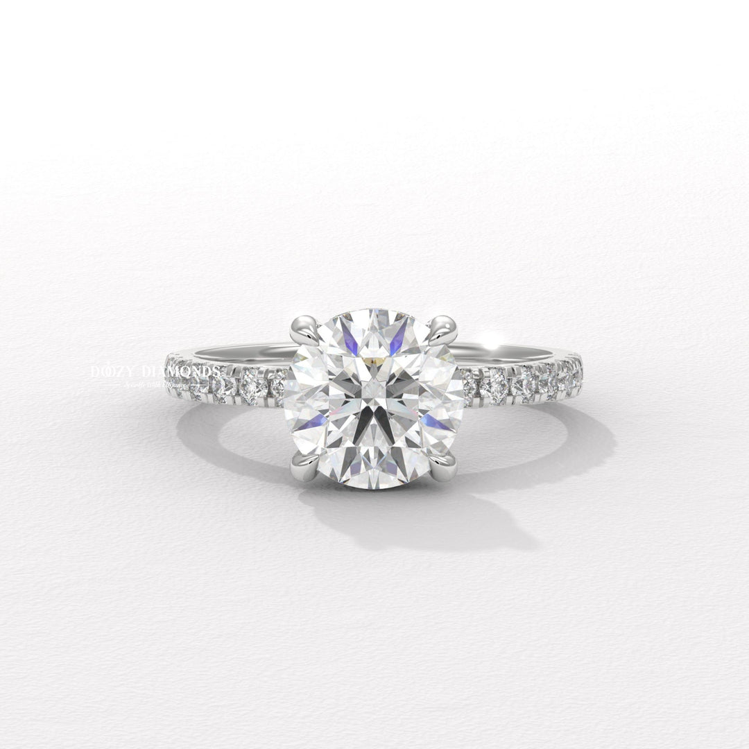 Hidden Halo Ring, Round Brilliant Cut Lab Grown Diamond Ring