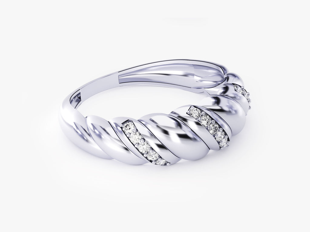 Pave Round Lab Diamond Croissant Ring For Women