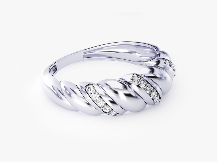 Pave Round Lab Diamond Croissant Ring For Women