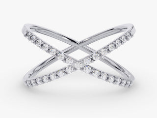 Criss Cross Round Cut CVD EF/VVS Diamond Wedding Band