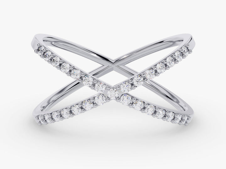 Criss Cross Round Cut CVD EF/VVS Diamond Wedding Band