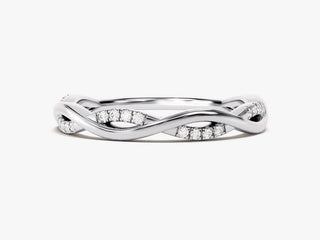 0.12CT Round Cut Twisted Vine CVD EF/VVS Diamond Wedding Band