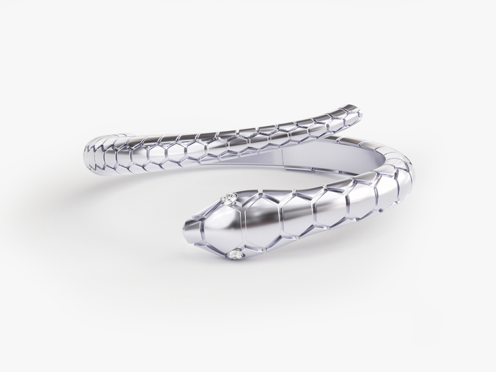 Minimalist Snake Ring with Diamonds For Women