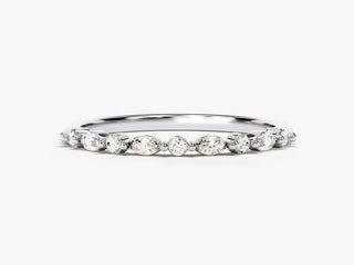 Marquise & Round Cut Half Eternity CVD EF/VVS Diamond Wedding Band