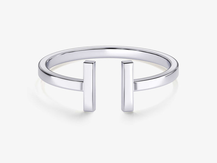14k Solid Gold Open T Ring For Women