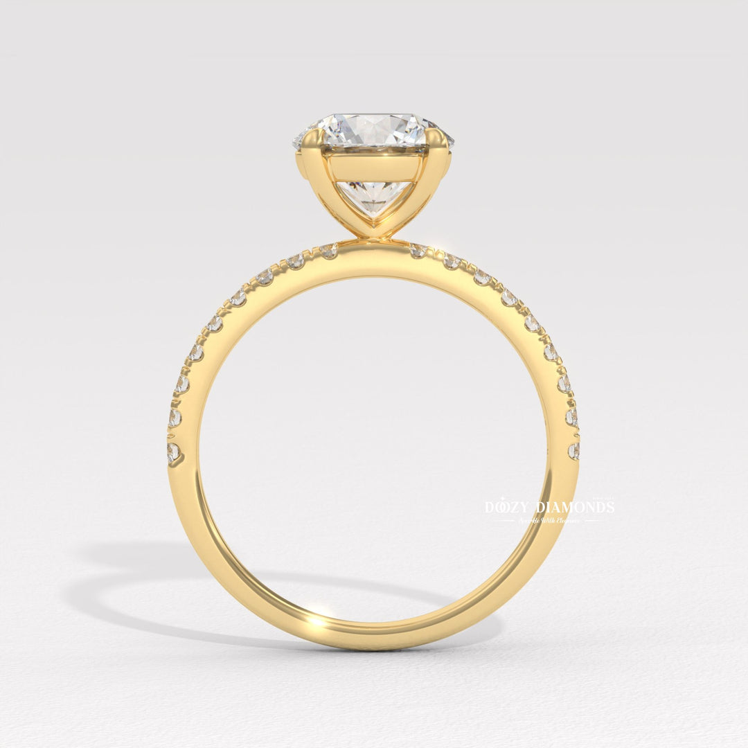 premium diamond ring, elegant engagement ring, timeless engagement ring, classic engagement ring, modern engagement ring, romantic proposal ring, round center stone ring,
