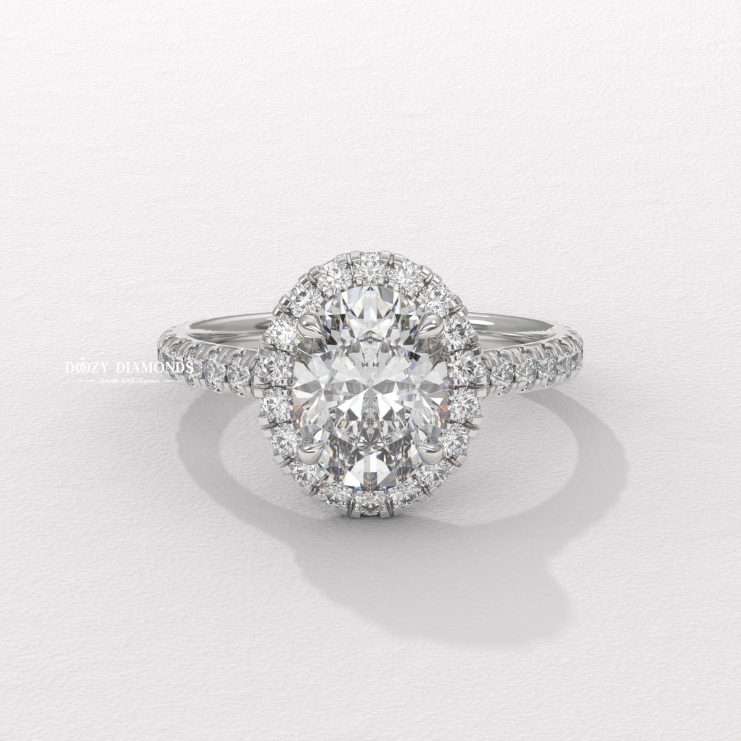 women's engagement jewelry, premium bridal ring, luxury engagement jewelry, timeless bridal jewelry, oval halo setting, halo lab diamond ring, engagement ring trends,