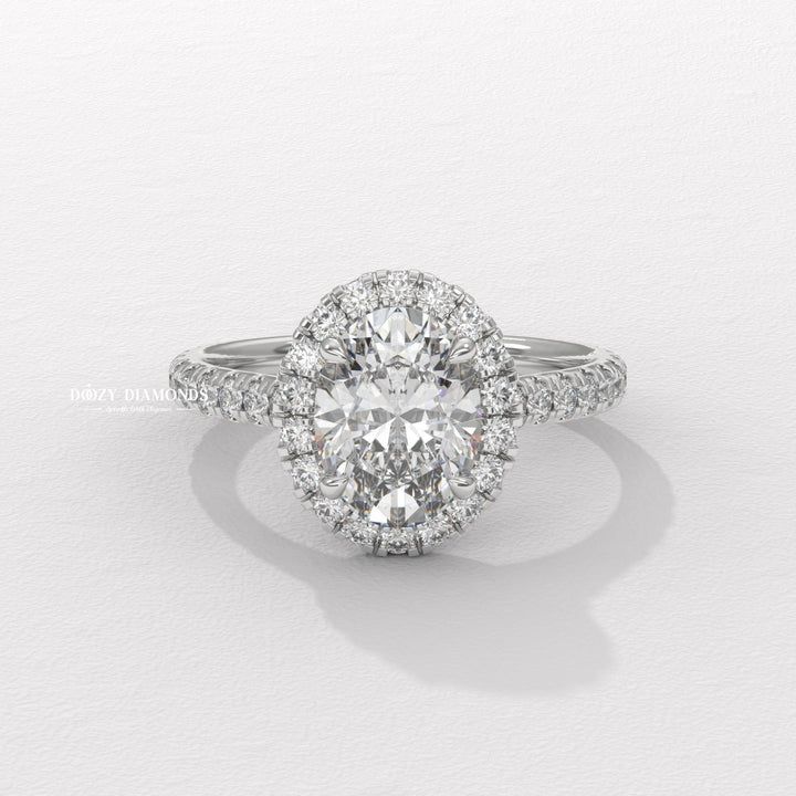 women's engagement jewelry, premium bridal ring, luxury engagement jewelry, timeless bridal jewelry, oval halo setting, halo lab diamond ring, engagement ring trends,