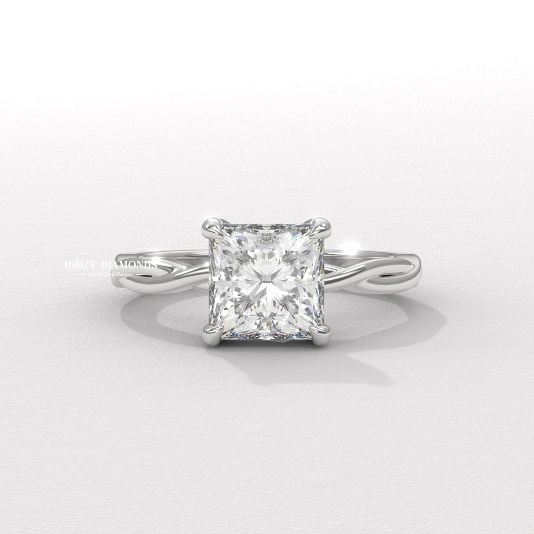 woodland engagement ring, rose inspired ring, vintage floral ring, artisan engagement ring, luxury princess ring, vintage style ring, modern romantic ring, classic princess ring, princess diamond solitaire,