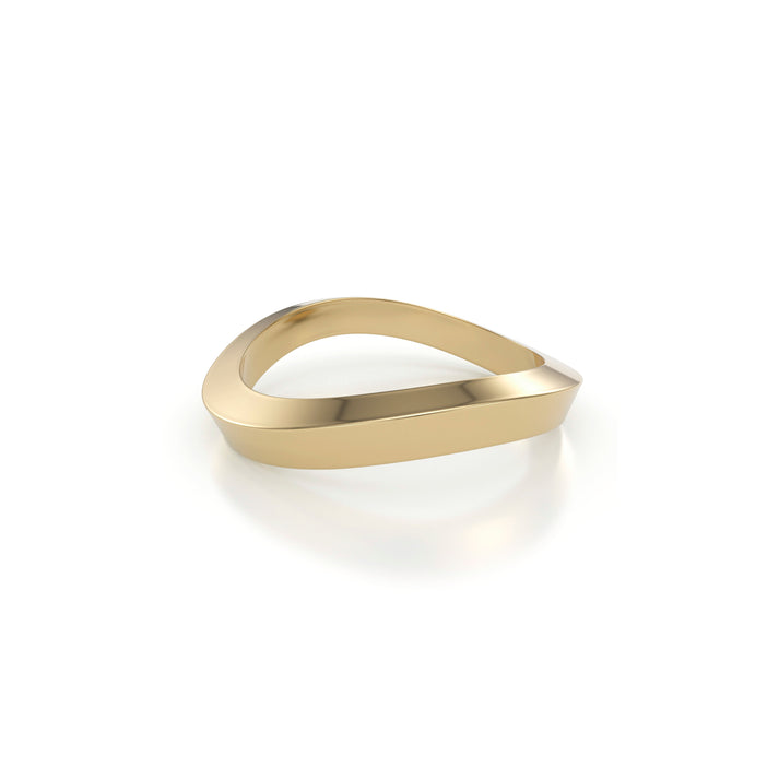 14k|18K Solid Gold Unique Curved Wedding Band for Women